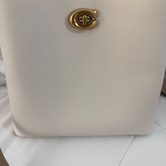 Coach Willow Pebble Leather Bucket Bag (Chalk/Brass) - Picture 2 of 9